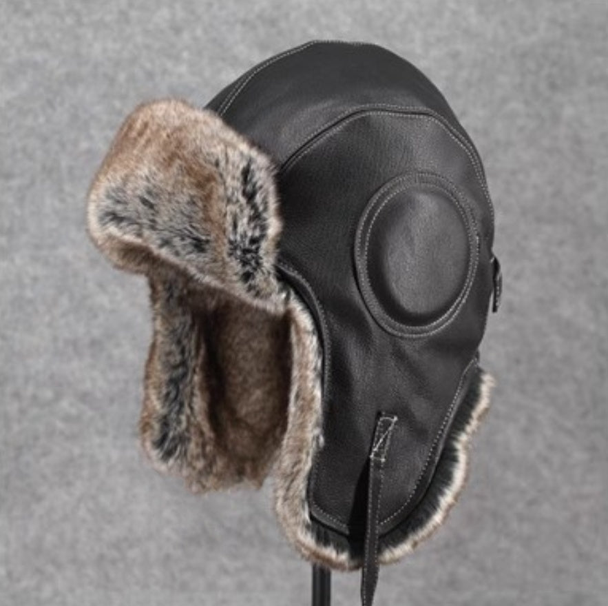 Unisex Vintage - style Genuine Sheepskin Aviator Cotton Hat-0
