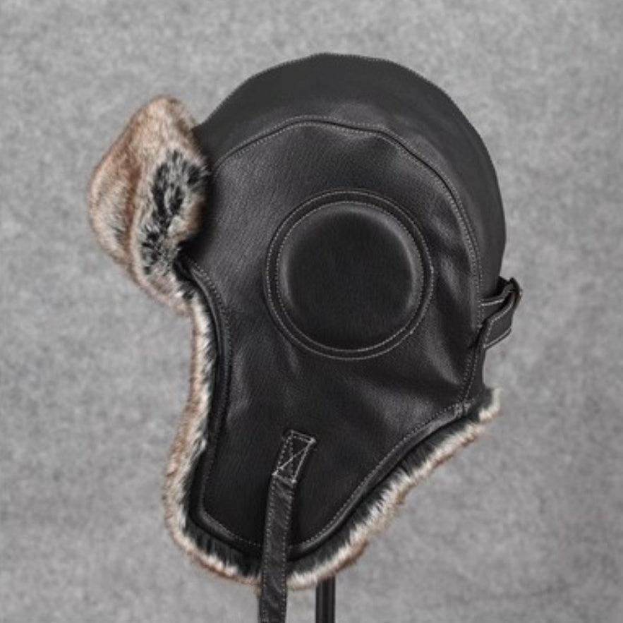Unisex Vintage - style Genuine Sheepskin Aviator Cotton Hat-2