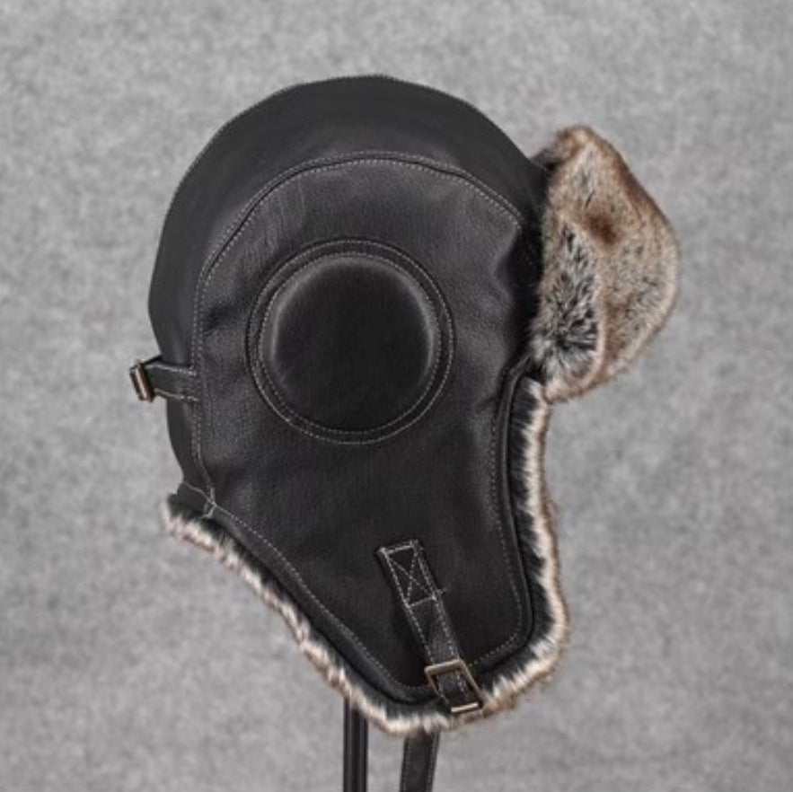 Unisex Vintage - style Genuine Sheepskin Aviator Cotton Hat-3
