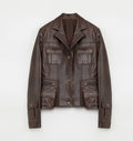 "Phantom of the Floating Palace" imported oil wax sheepskin waist leather jacket from New Zealand-5