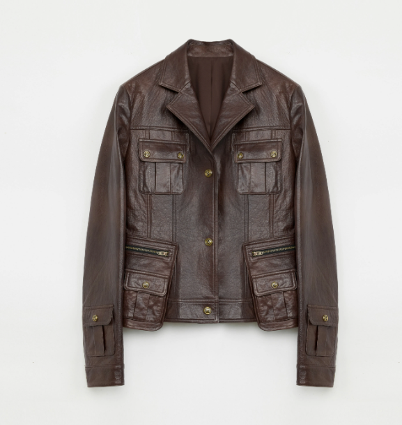 "Phantom of the Floating Palace" imported oil wax sheepskin waist leather jacket from New Zealand-5