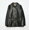 "Fashionable Kuoxi" goatskin simple and versatile retro suit-style leather windbreaker jacket-5