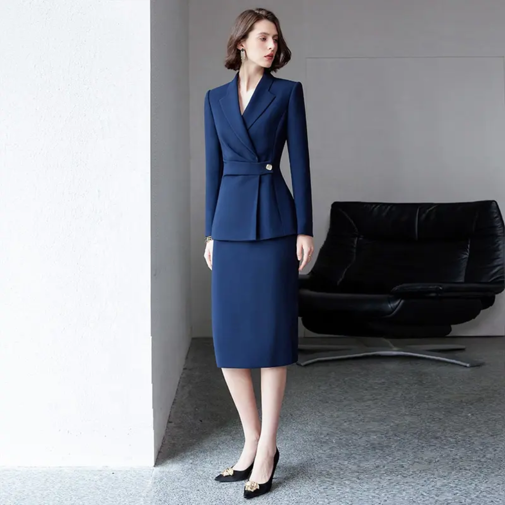The Knightsbridge Skirt Suit – Navy-1