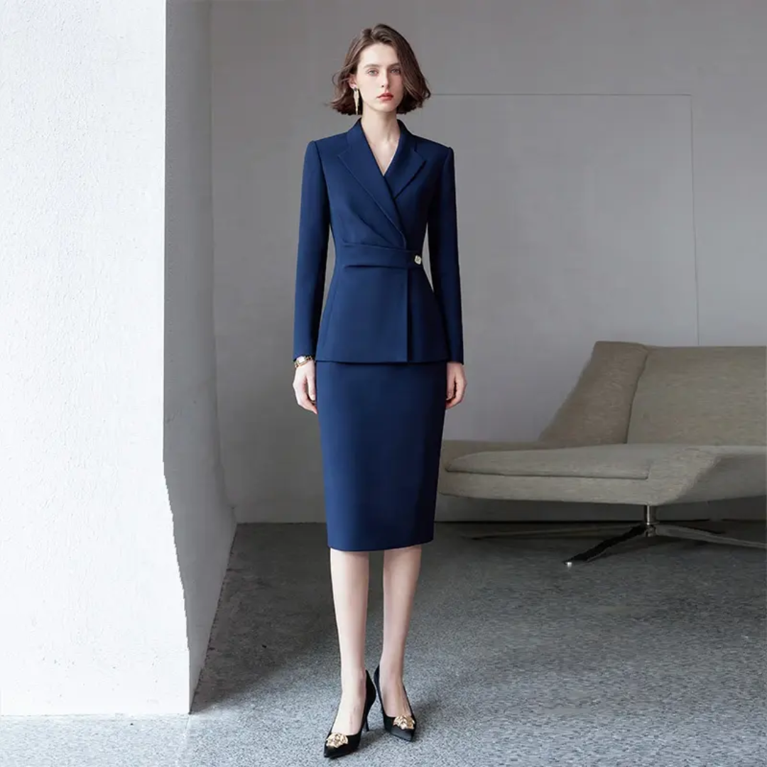 The Knightsbridge Skirt Suit – Navy-3