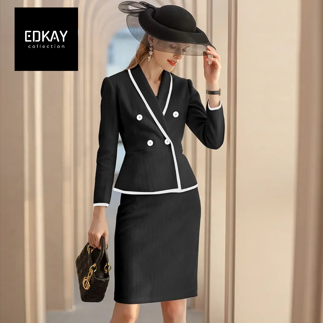 The Chelsea Contrast Trim Skirt Suit-1
