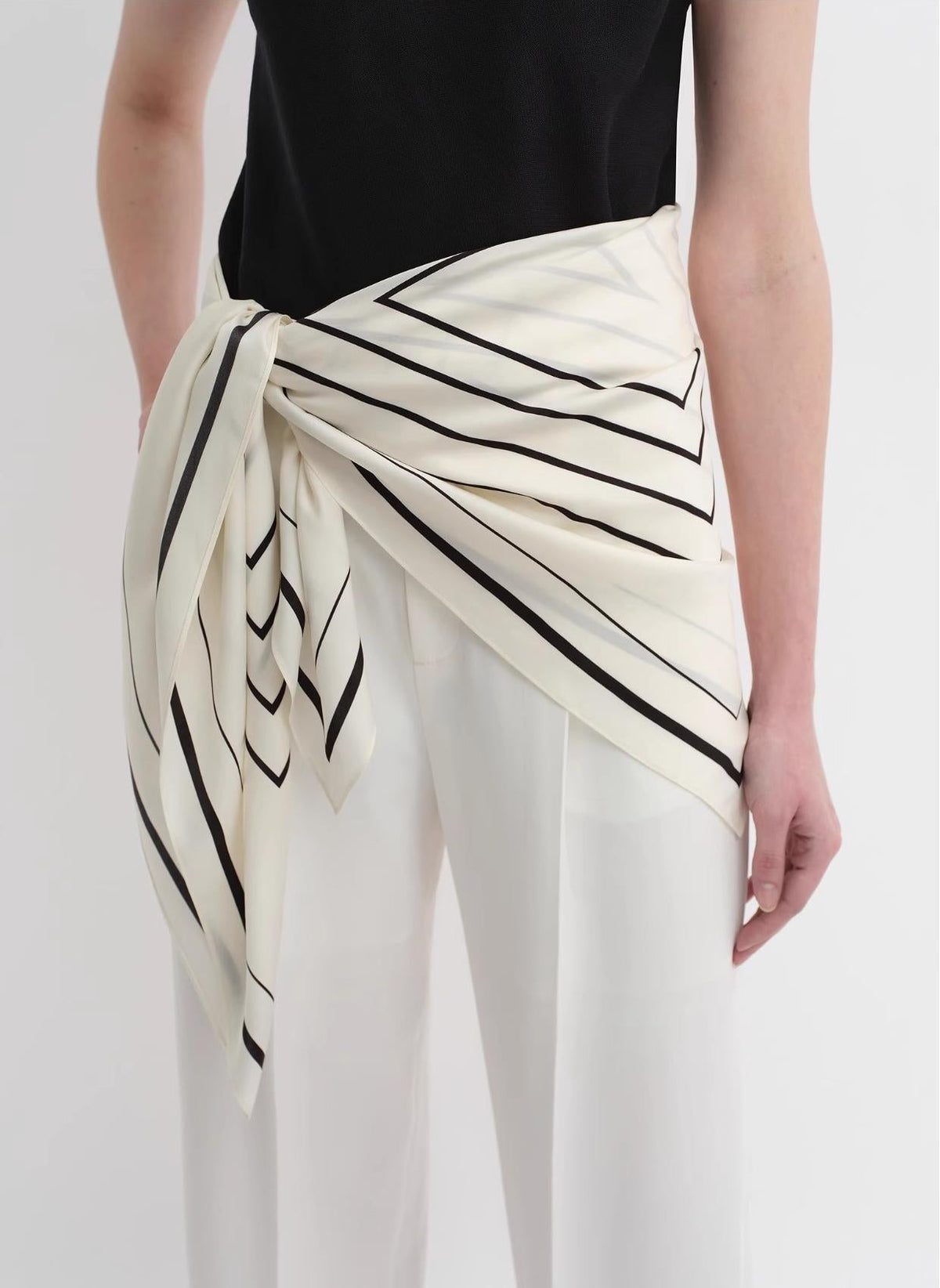Stretch silk original geometric print silk scarf-4