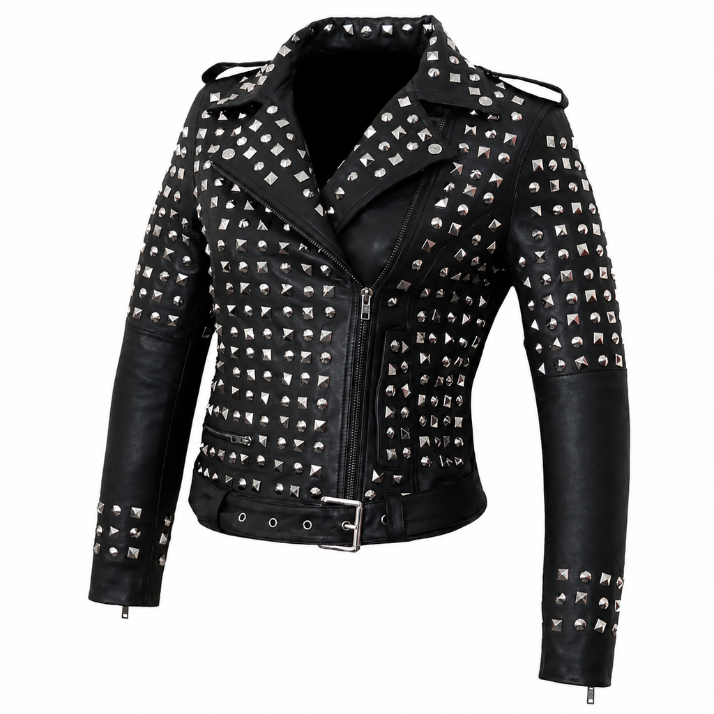 Women’s Studded Leather Jacket-2