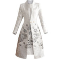 The silver jacquard mum dress and long coat suit-3