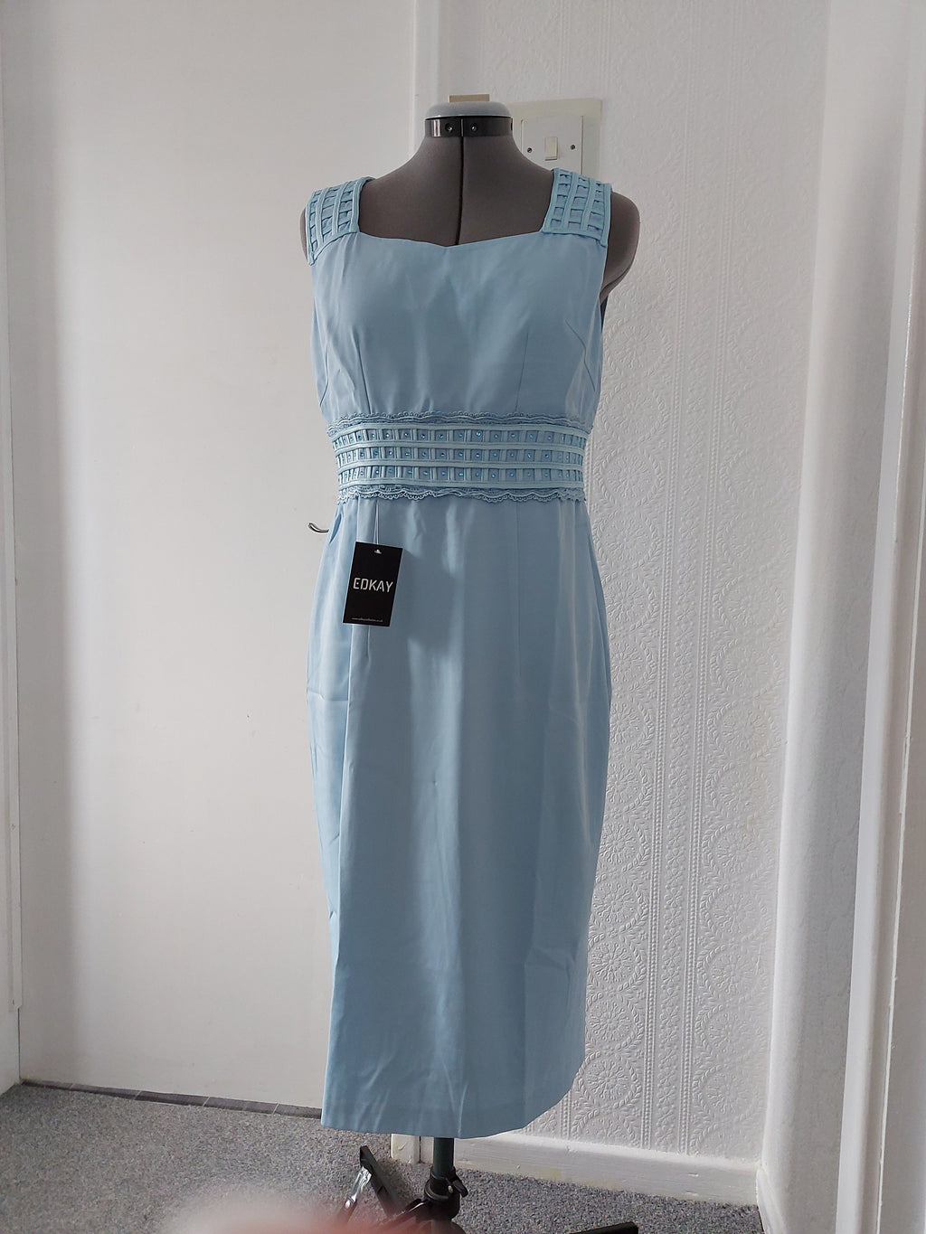 Delicate weave embelished mother of the bride dress suit - powder blue-4