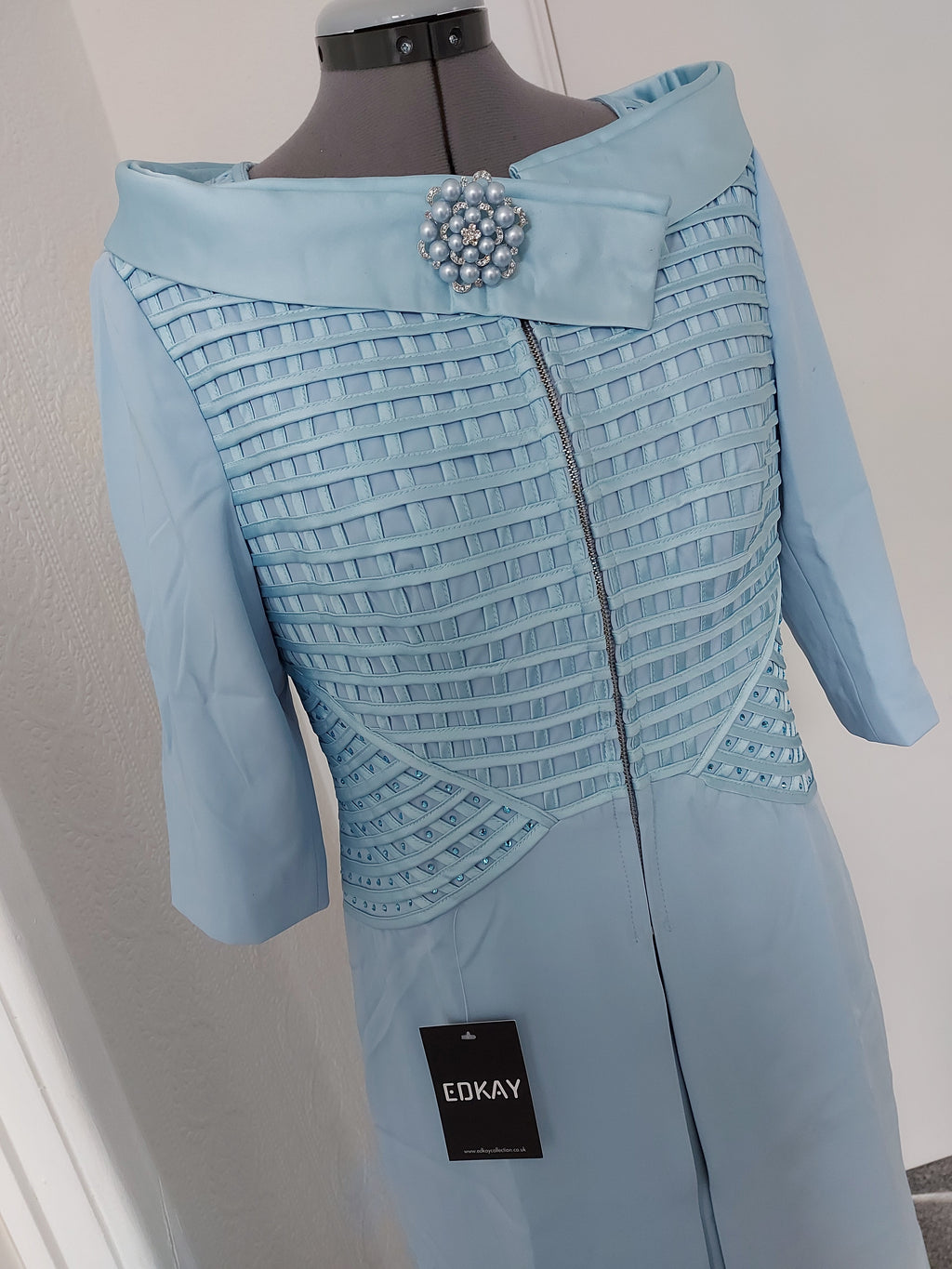 Delicate weave embelished mother of the bride dress suit - powder blue-3