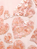 Peach Heart Embroidered Crop Top with Organza Bow-0