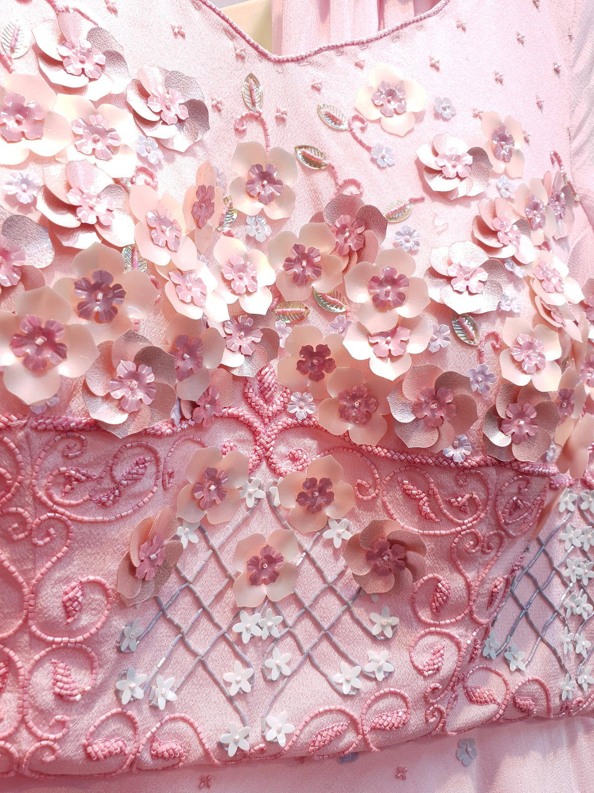 Baby Pink Sharara Set with Hand Embroidered Floral Design-3