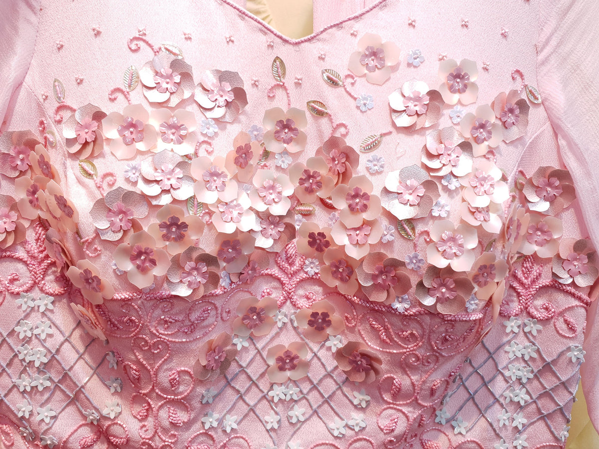 Baby Pink Sharara Set with Hand Embroidered Floral Design-1