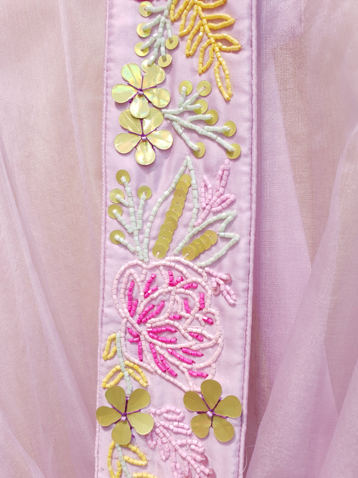 Lavender Co-ord Set with Hand-Embroidered Floral Design-4