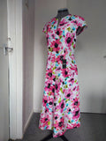 Floral Pink Cape Sleeve A-Line Dress-4