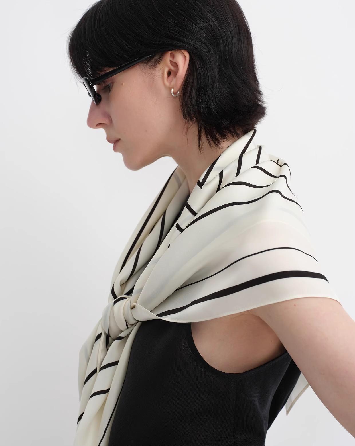 Stretch silk original geometric print silk scarf-1