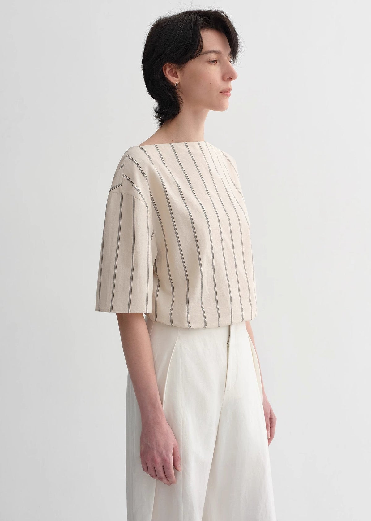 High-intelligence, relaxed, simple, high-quality, long-staple cotton, short-sleeved shirt for women-4