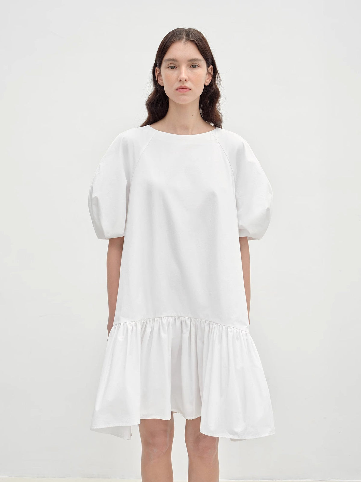 "Ailande" round neck puff sleeve temperament dress for women summer-1
