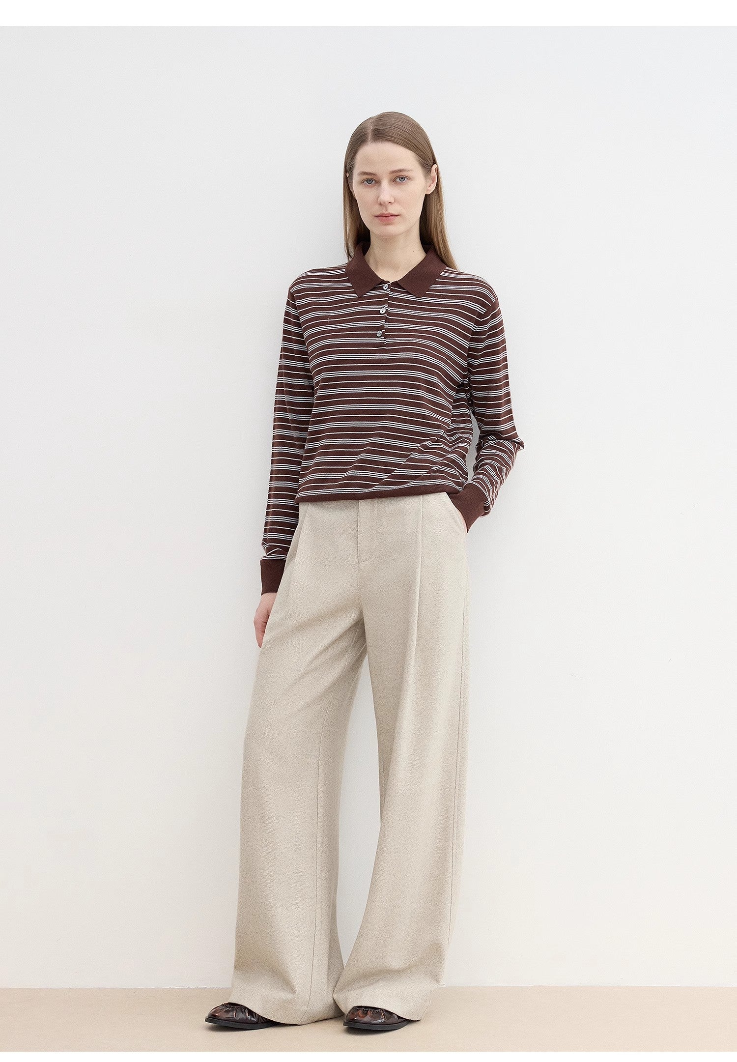 "Leisure Moments" classic low-waisted loose casual straight pants exquisite fashion sense casual pants for women-0