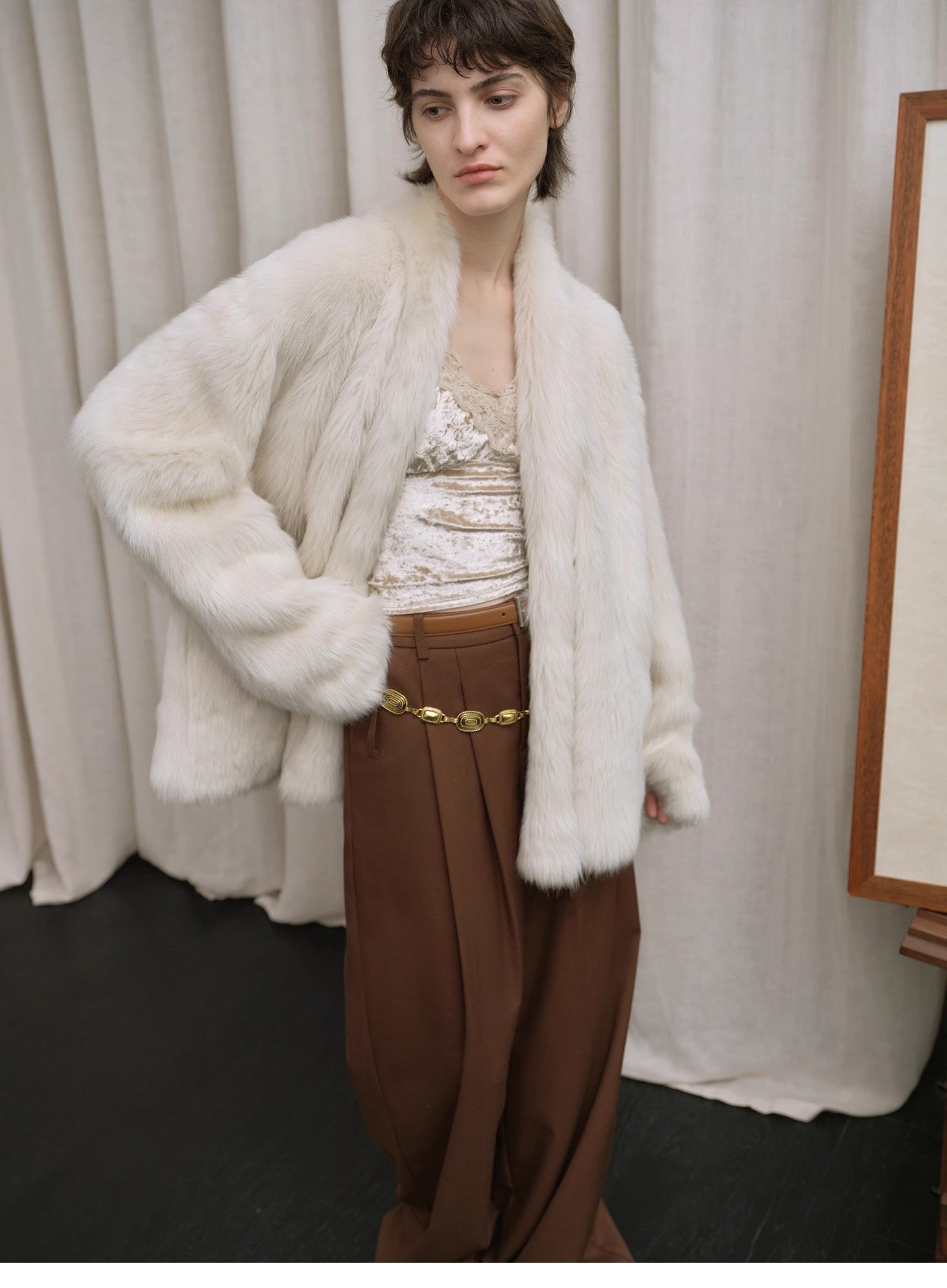 "Winter Love Island"Tuscan fur one-piece coat women's long hanging collar straight fur coat-1