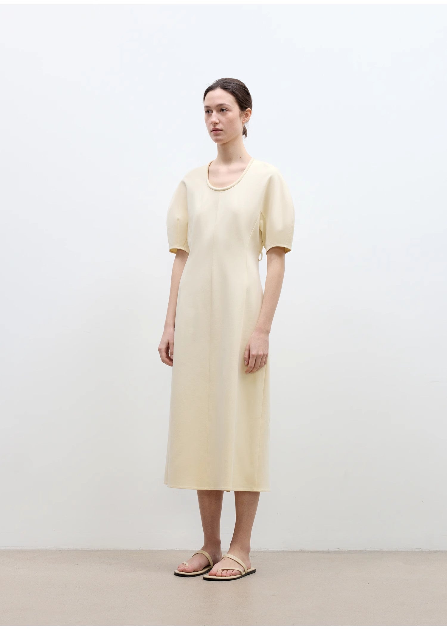 "April Story" 3D U-neck split waist curved skirt knitted dress for women-4