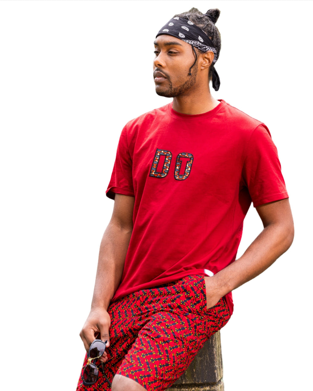 African Fashion Monogram Short Sleeve T-Shirt Red (Do It)-1