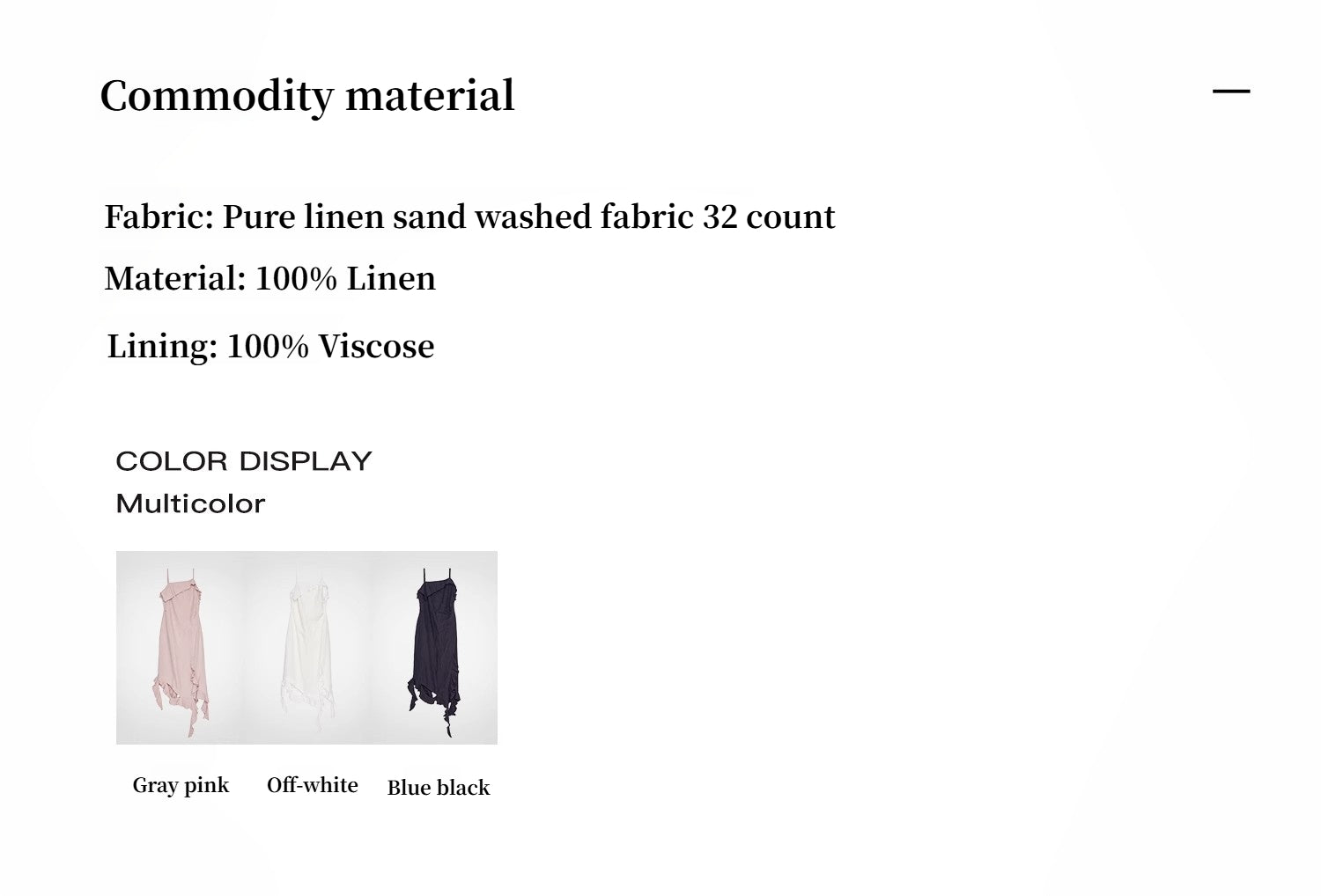 "Summer Whisper" Sand-washed Linen Sling Ruffled Irregular Fit Sling Dress-3