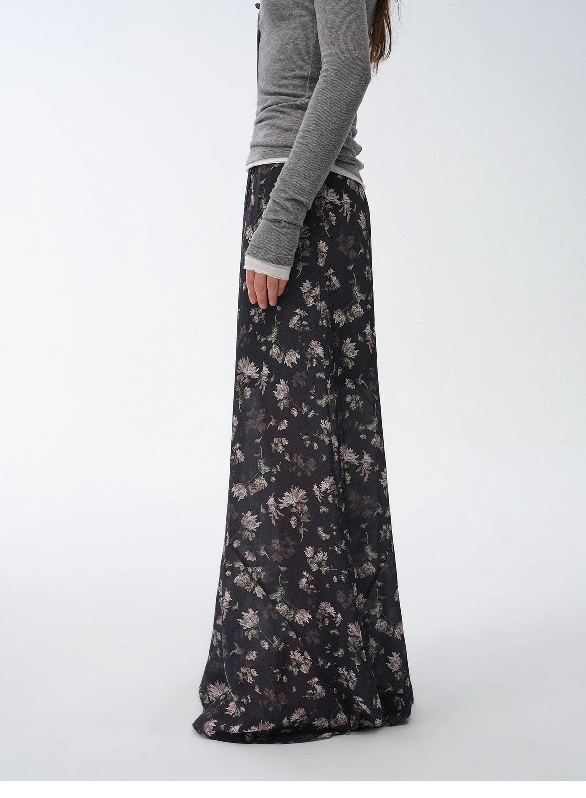 "Gallery Dusse" Vintage Print Straight Draped Skirt-4