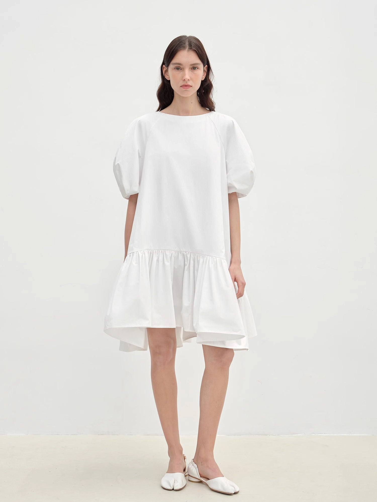 "Ailande" round neck puff sleeve temperament dress for women summer-0
