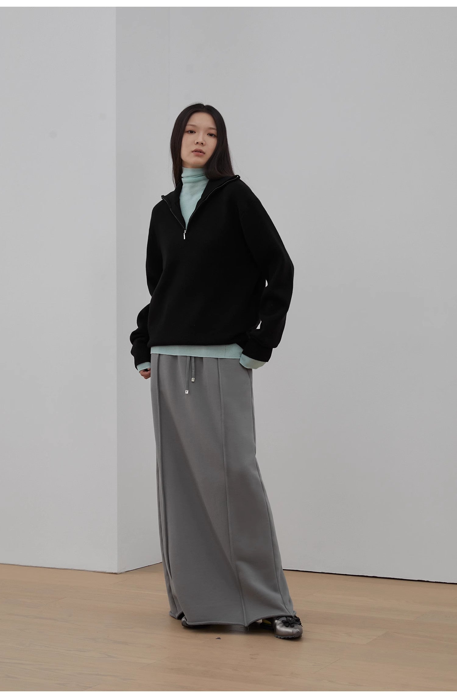 "Cloudy Star"Lazy Dress ,Sporty style color-blocked drawstring women's skirt-4