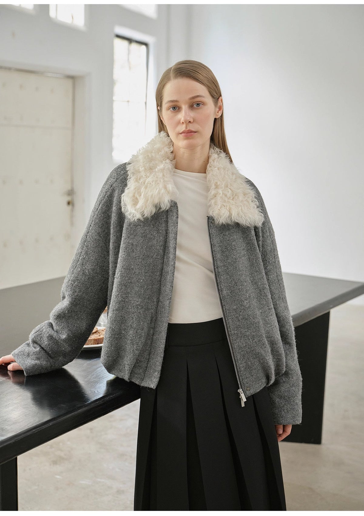 "Johnny" short parka in Tuscan fur collar with removable lining-1