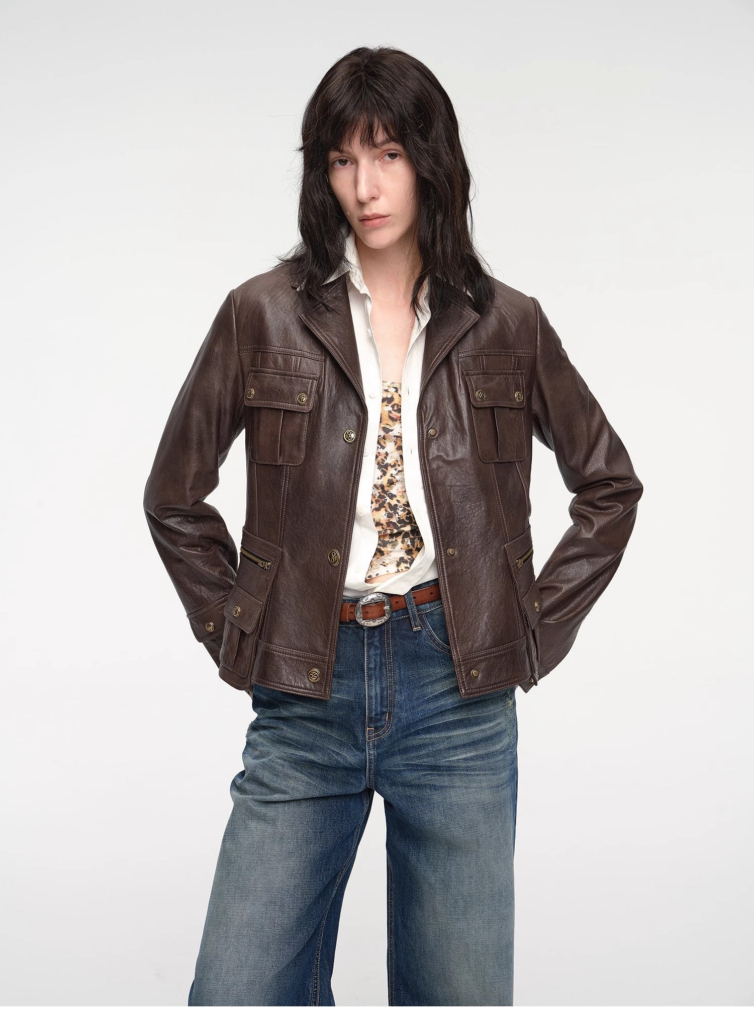 "Phantom of the Floating Palace" imported oil wax sheepskin waist leather jacket from New Zealand-1