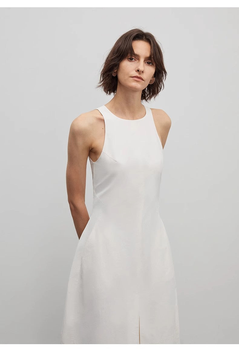 "Plain Poetry" functional style sleeveless dress female French style new temperament slim Hepburn little black dress long skirt-4