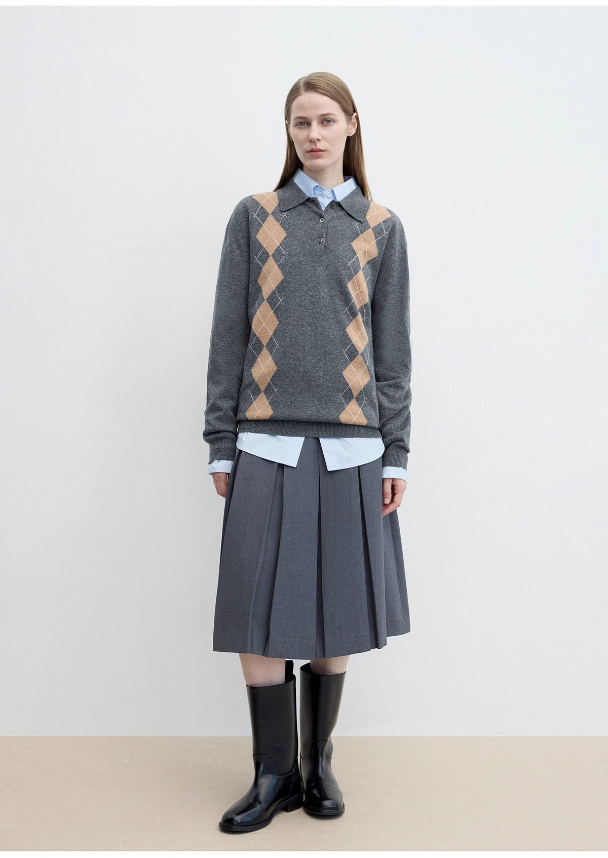 "Graduate" Machine Washable Wool Polo Neck Sweater Preppy Vintage Top-0