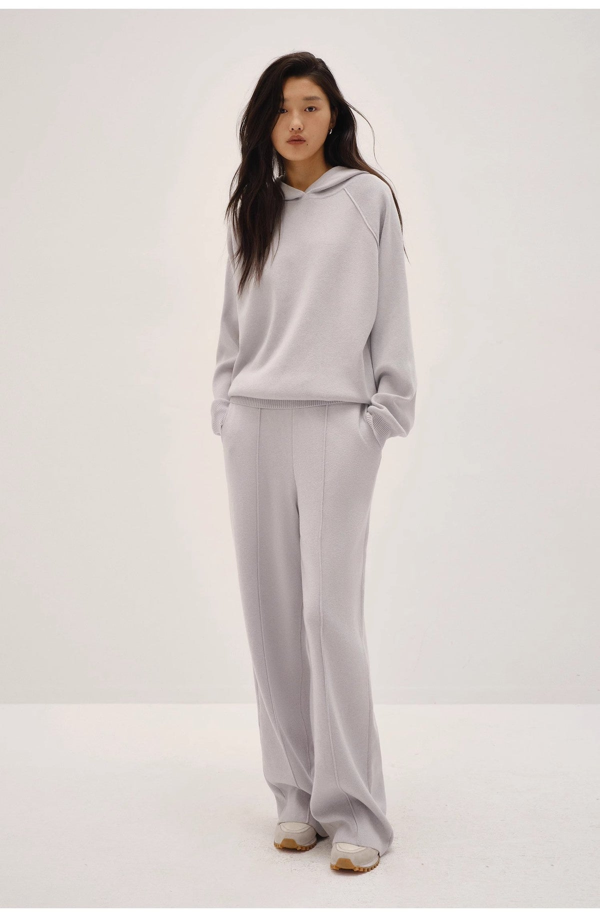 "Winter Morning Sunshine" French Lazy Style Wool Blend Design Loose Slimming Knit Casual Pants for Women-0