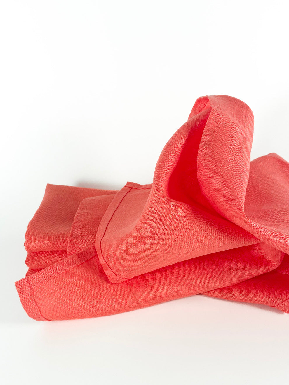 Coral Pink Linen Napkin Set-0