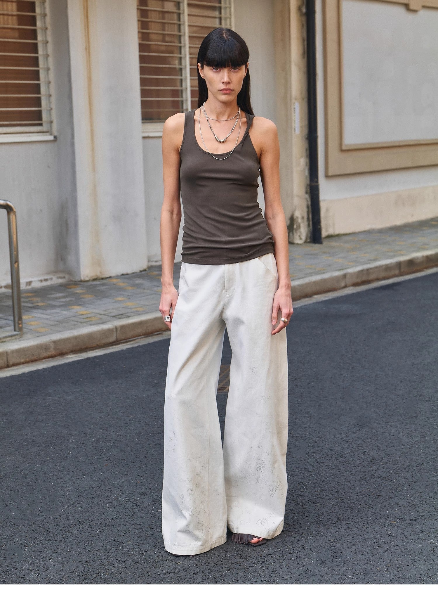 "Early Summer Jet Lag" Casual Tight-fitting Multi-collar Camisole for Women-0