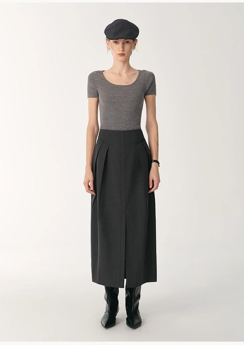 German Yangtze machine washable wool round neck slim short sleeve top for women-0