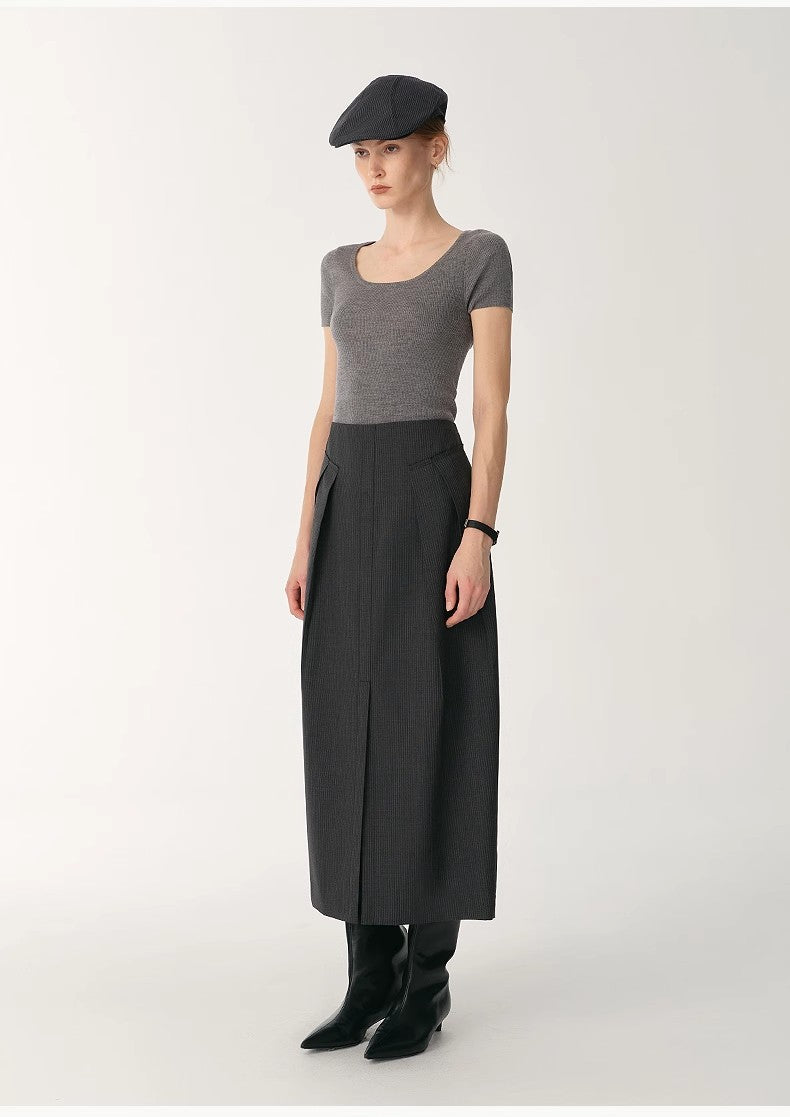 German Yangtze machine washable wool round neck slim short sleeve top for women-4