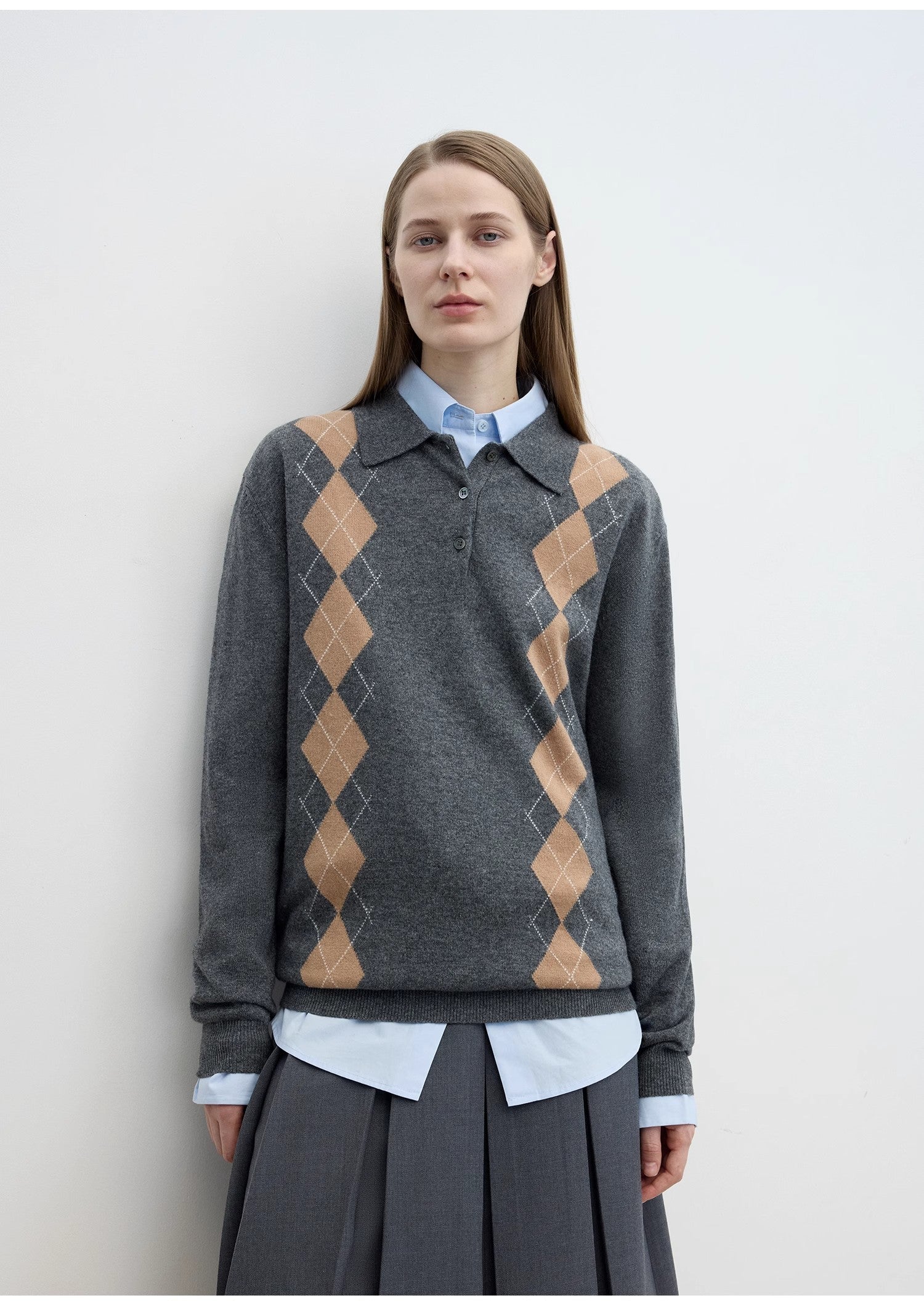 "Graduate" Machine Washable Wool Polo Neck Sweater Preppy Vintage Top-1