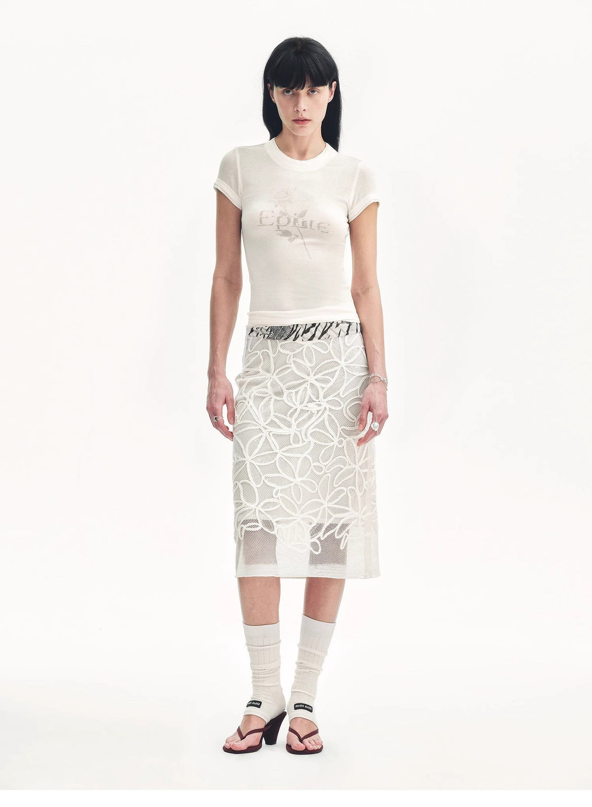 "Memory Navigation" Tencel acetate fake two-piece slim fit straight shoulder T-shirt-0