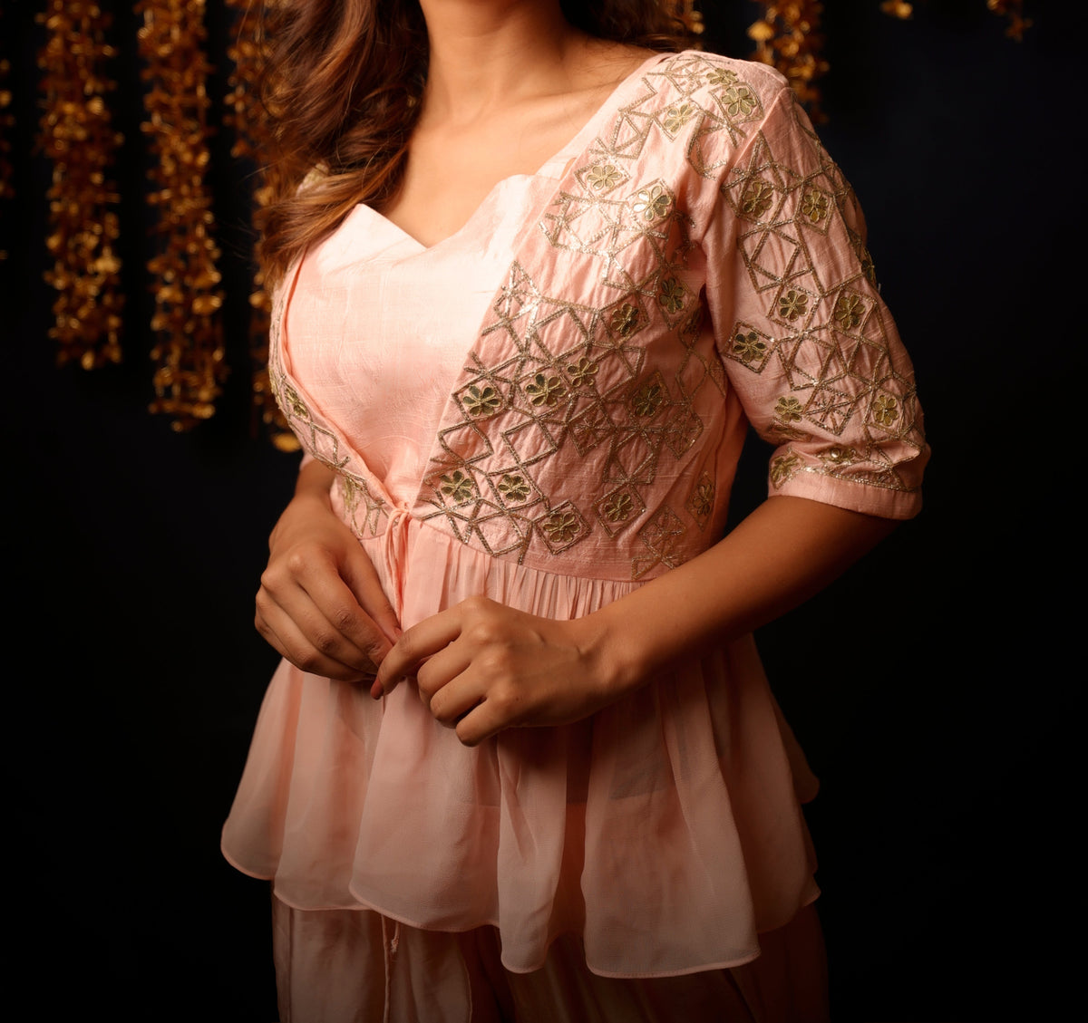 Peplum Jacket with Dhoti-3