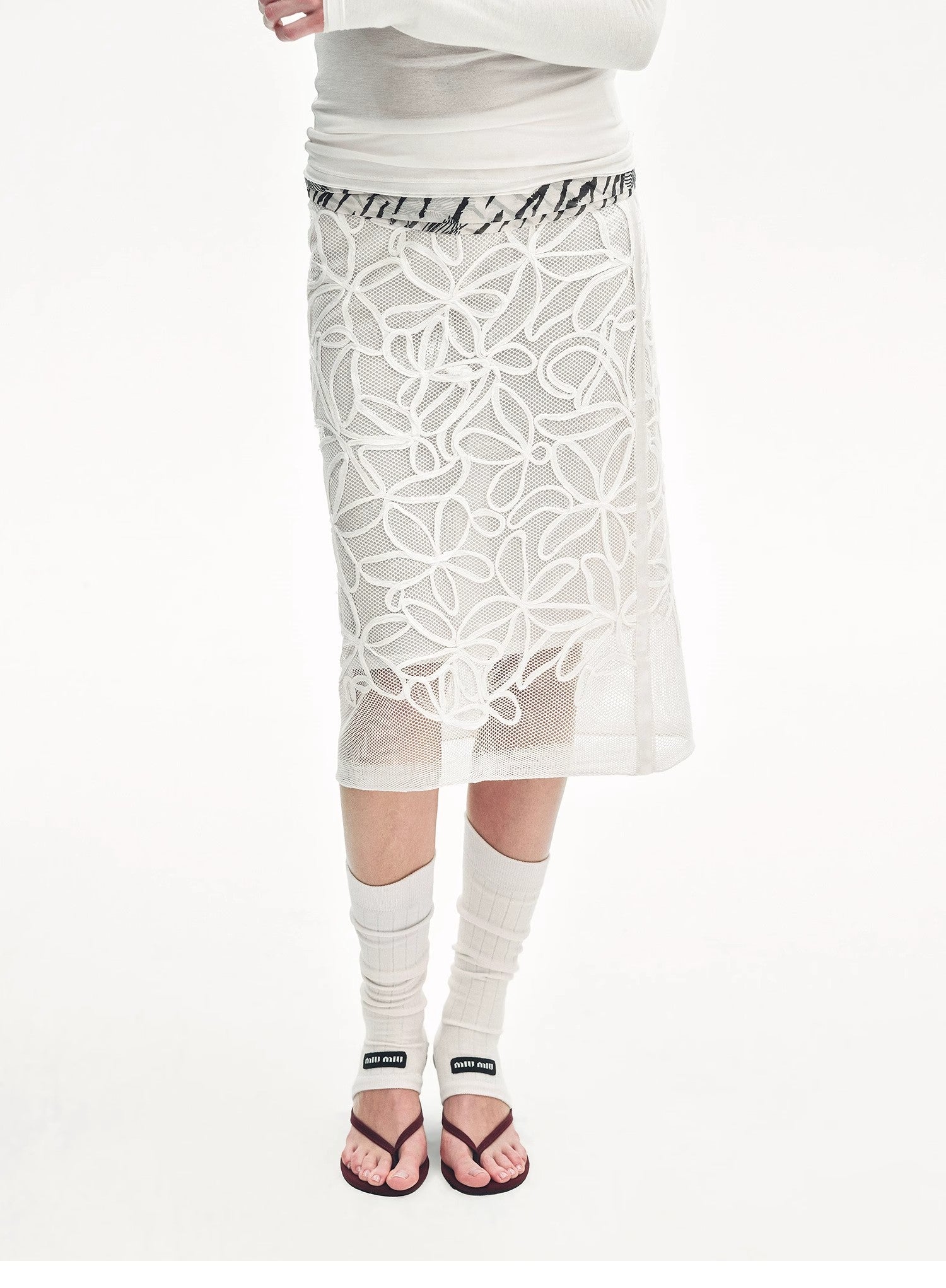"Summer Dream" acetate sequin embroidered straight skirt-4