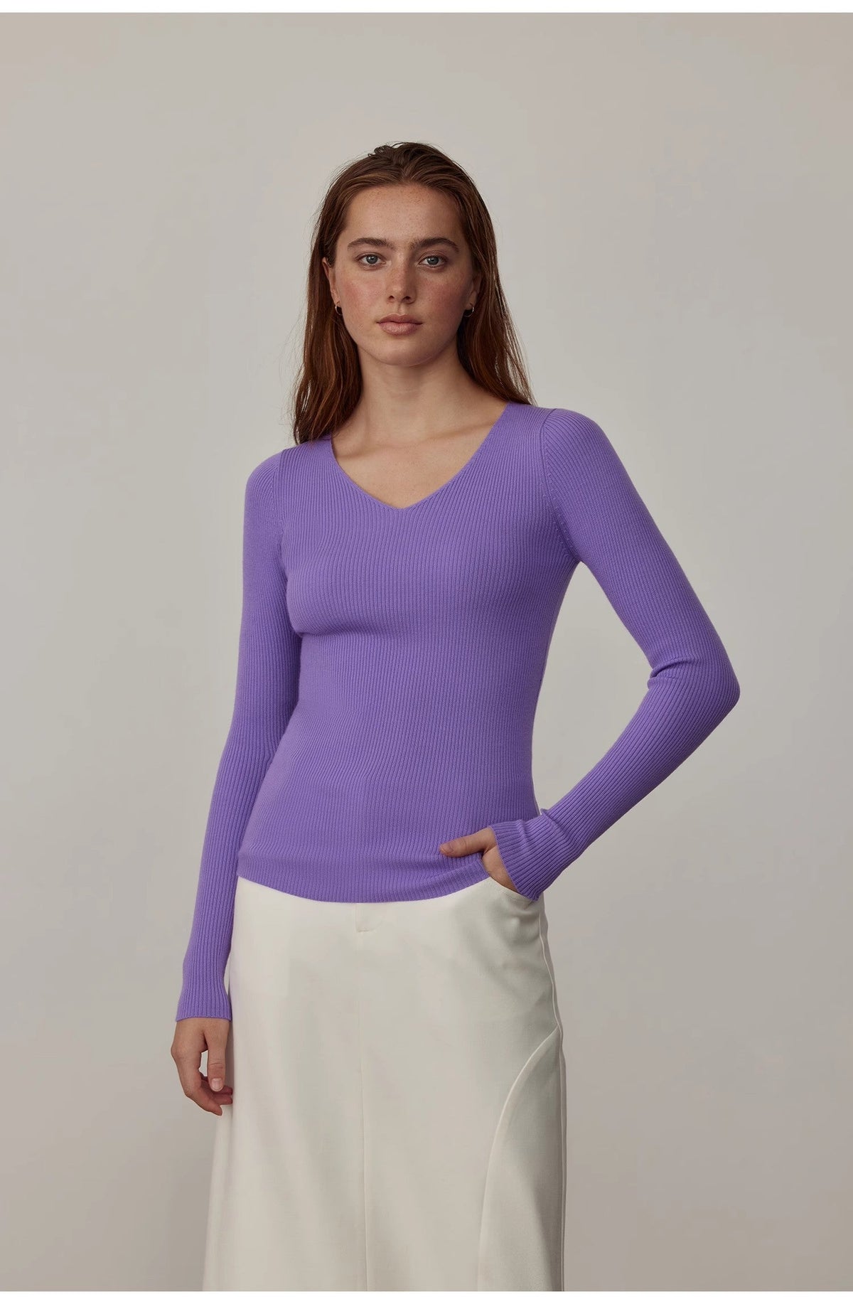 "Stobe" worsted low-waisted fashionable versatile suit retro neutral straight skirt-1