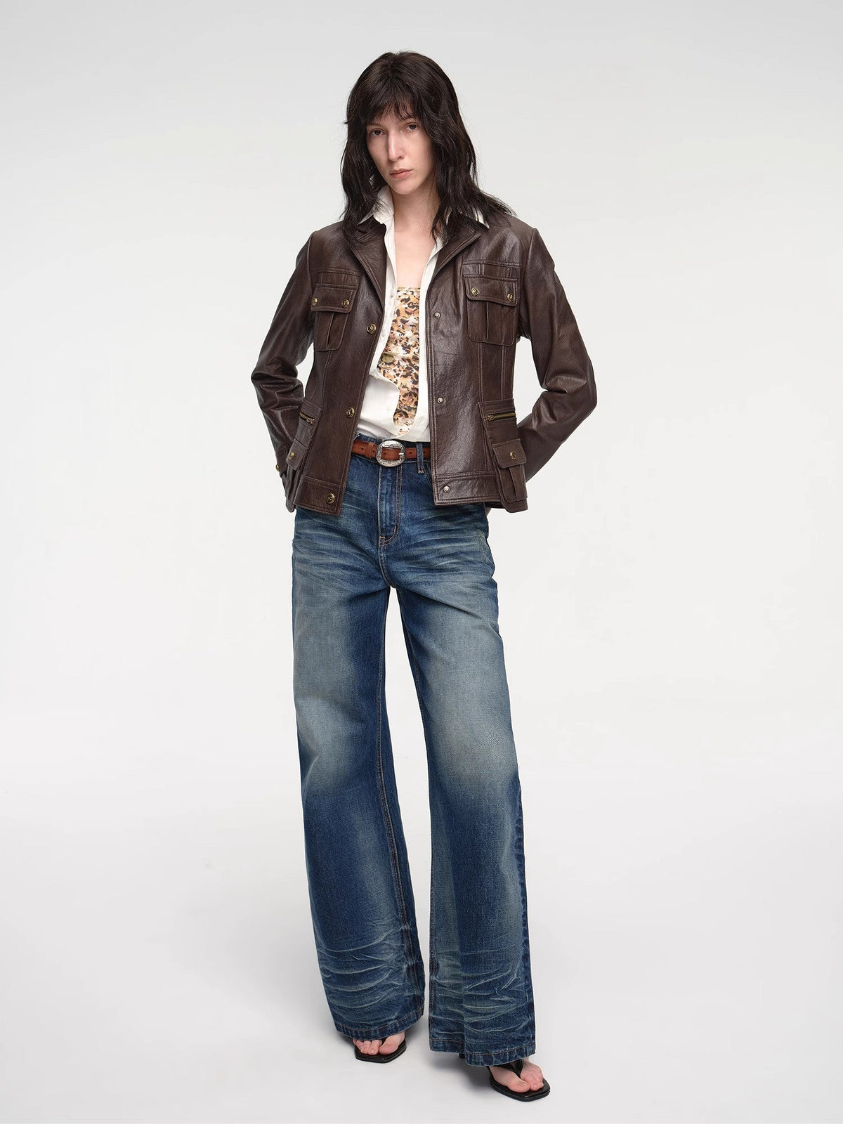 "Phantom of the Floating Palace" imported oil wax sheepskin waist leather jacket from New Zealand-0