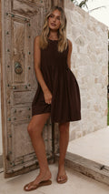 Taormina Linen Pleated Mini Dress (syncee)-0
