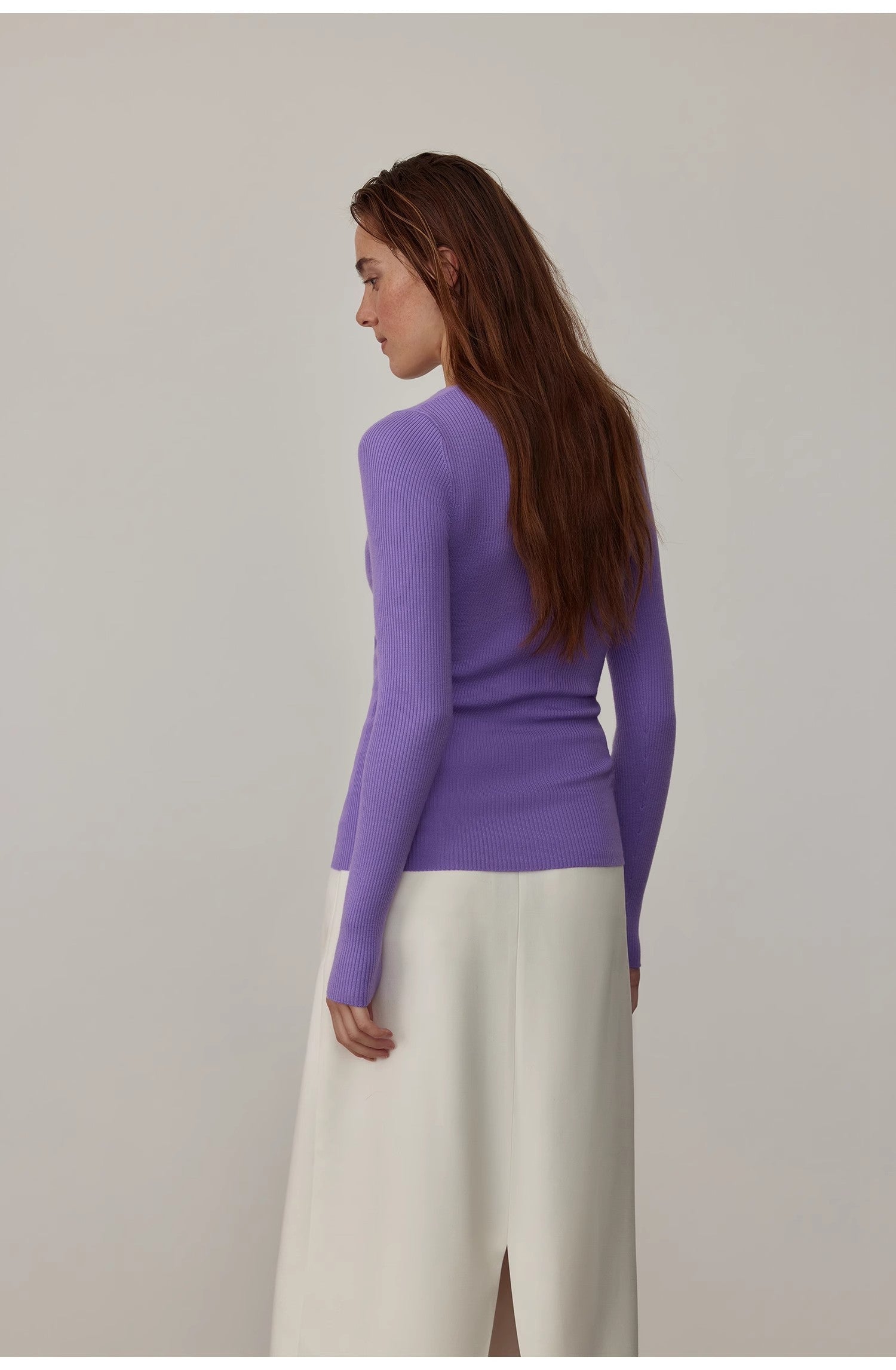 "Stobe" worsted low-waisted fashionable versatile suit retro neutral straight skirt-4