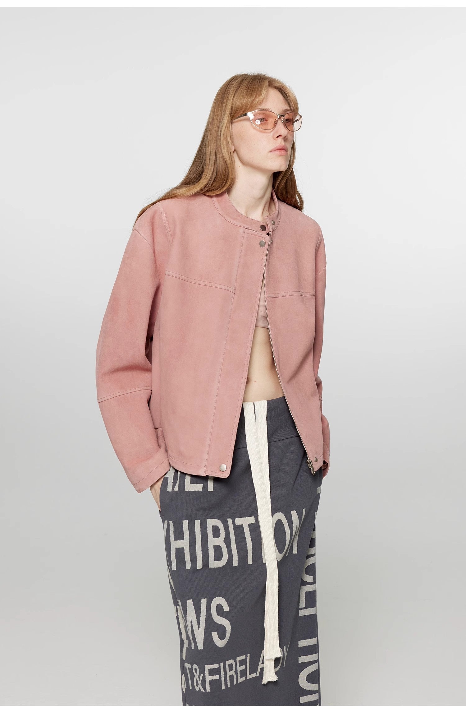 "Sweet Cherry Party"Imported Vintage Suede Lambskin Leather Jacket, Short-Cropped Genuine Leather Blazer-4