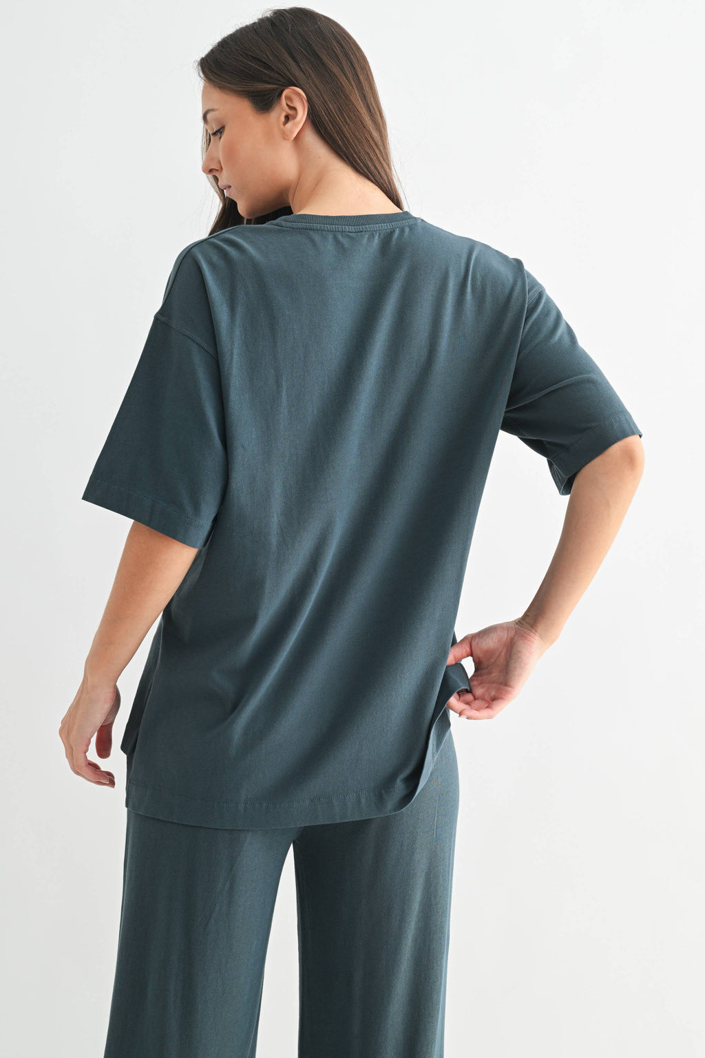 Coastal Drift Pima Cotton Pant Set in Slate Teal — oversized for ultimate comfort-1