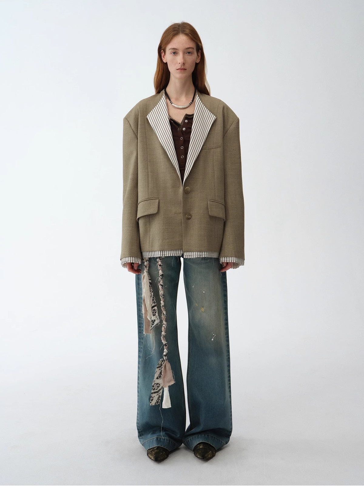 "London Diary"old money style contrasting lapel wool blazer-1